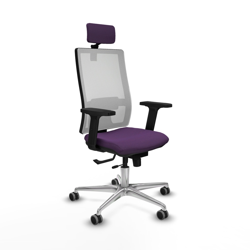 Horna traslack malla blanca bali morado brazos 2D base aluminio cabecero 2D ruedas 65mm engomadas