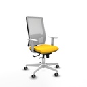 Horna traslack malla blanca similpiel amarillo brazos blancos base blanca  ruedas 65mm engomadas