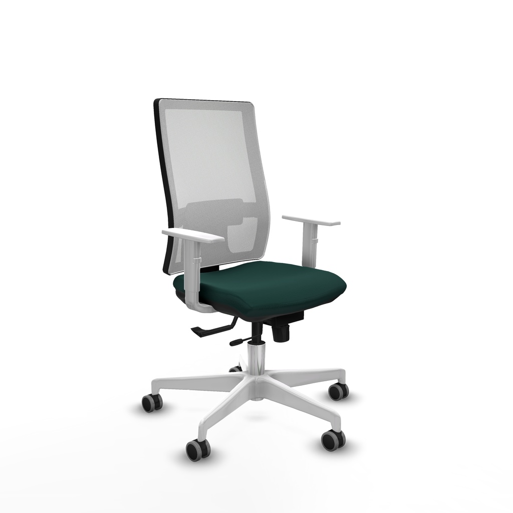 Horna traslack malla blanca similpiel verde botella brazos blancos base blanca  ruedas 65mm engomadas