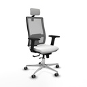 Horna traslack malla gris bali blanco brazos 2D base aluminio cabecero 2D ruedas 65mm engomadas