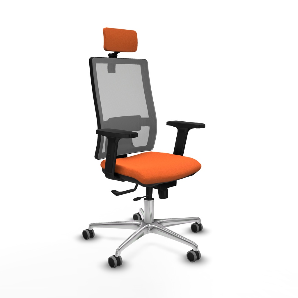 Horna traslack malla gris bali naranja brazos 2D base aluminio cabecero 2D ruedas 65mm engomadas