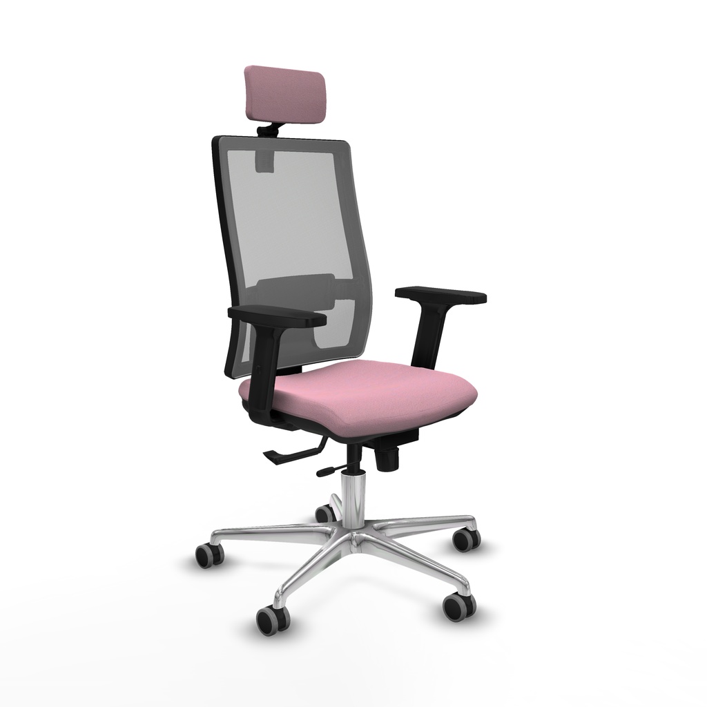 Horna traslack malla gris bali rosa brazos 2D base aluminio cabecero 2D ruedas 65mm engomadas