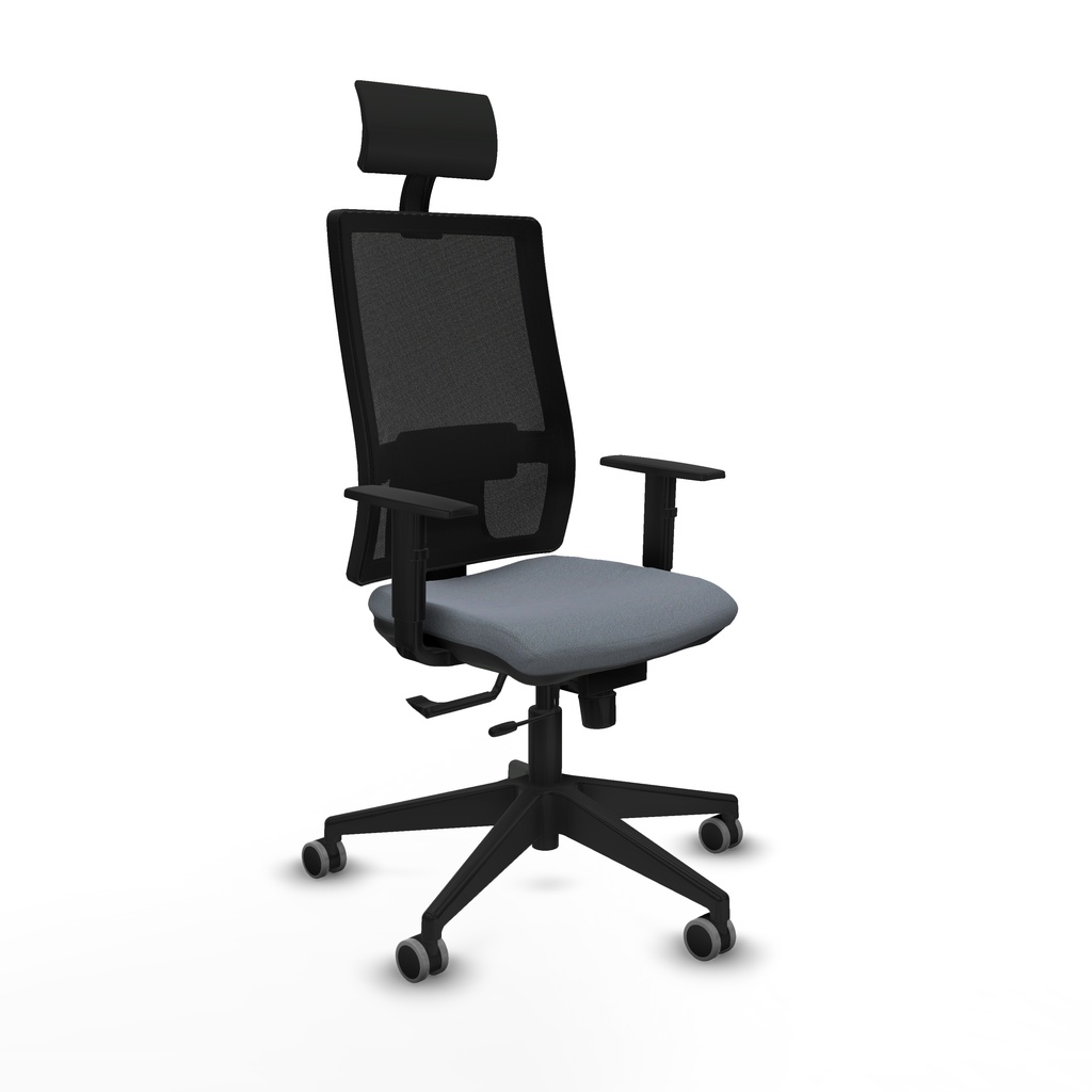 [10STM5B220B1D066G1] Horna traslack malla negra bali gris brazos 1D base piramidal cabecero fijo ruedas 65mm engomadas