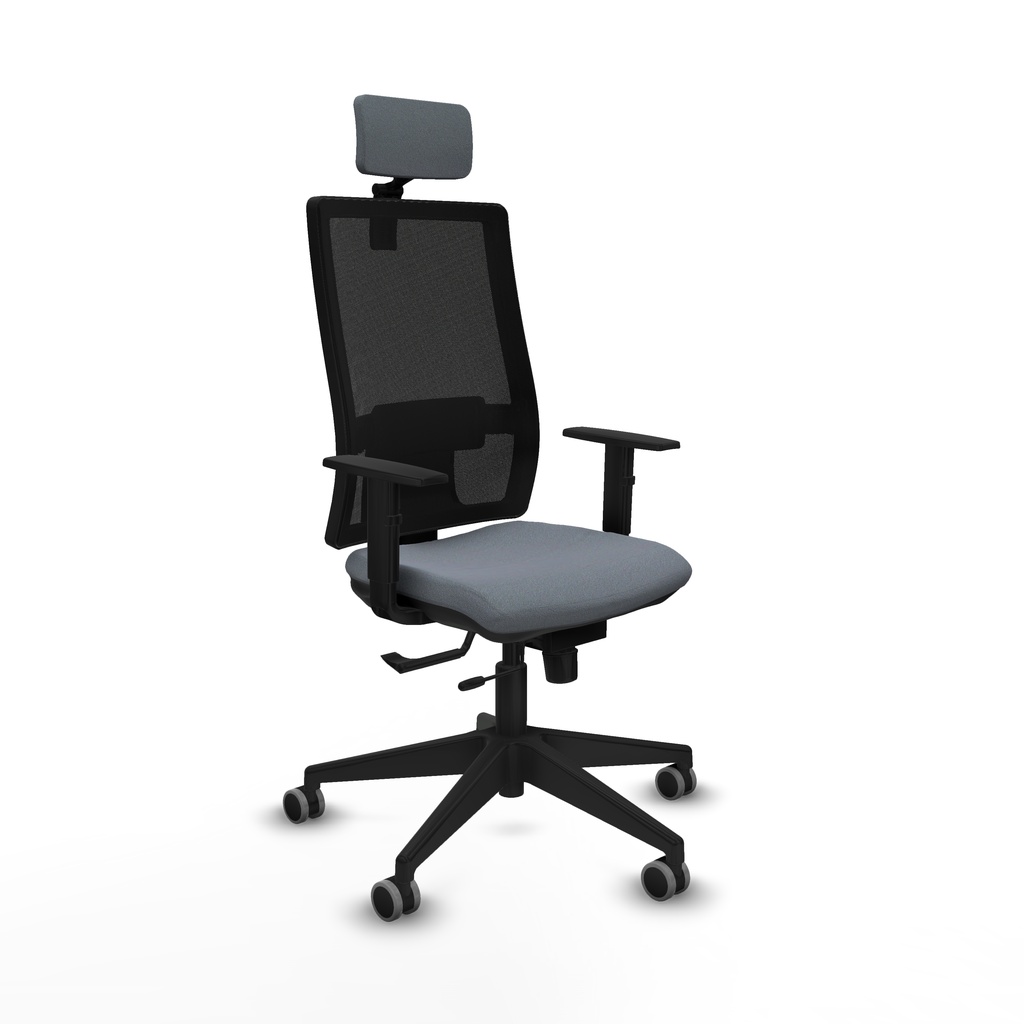 [10STM5B220B1D066G2] Horna traslack malla negra bali gris brazos 1D base piramidal cabecero 2D ruedas 65mm engomadas