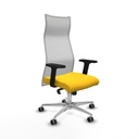 Albacete malla sincro malla blanca similpiel amarillo brazos 2D base aluminio ruedas 65mm engomadas