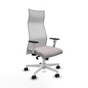 Albacete malla sincro malla blanca similpiel blanco brazos blancos base blanca ruedas 65 mm nailon