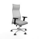Albacete malla sincro malla blanca similpiel gris claro brazos 2D base aluminio ruedas 65mm engomadas