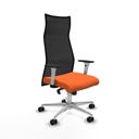 Albacete malla sincro malla negra bali naranja brazos blancos base aluminio ruedas 65 mm nailon