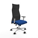 Albacete malla sincro malla negra similpiel azul brazos blancos base aluminio ruedas 65 mm nailon