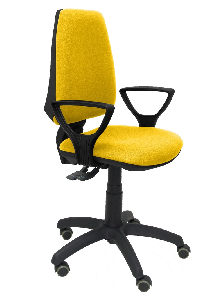 Silla Elche S bali amarillo brazos fijos ruedas de parqué