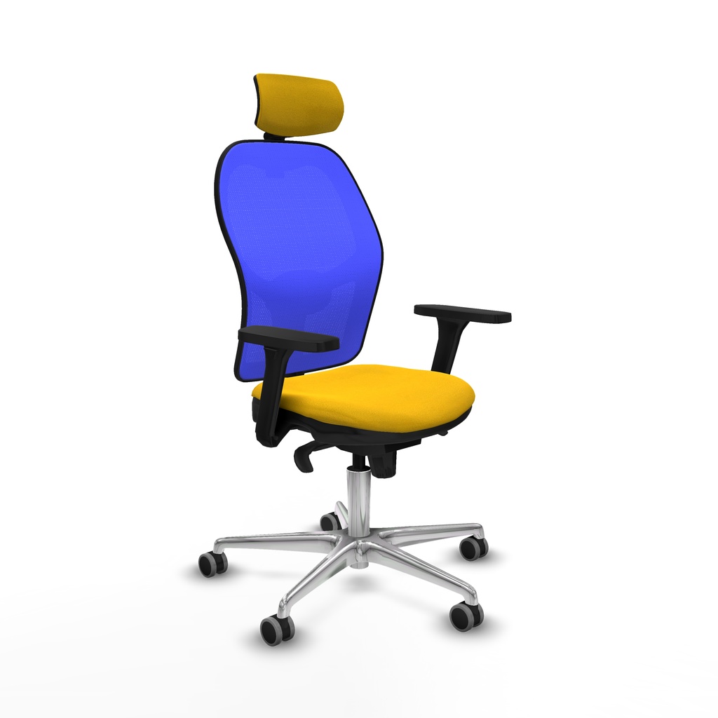 Jorquera sincro malla azul bali amarillo brazos 3D base aluminio cabecero 2D ruedas 65mm engomada