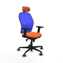 Jorquera sincro malla azul bali naranja brazos 2D base nailon cabecero 2D ruedas 65mm engomada