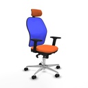 Jorquera sincro malla azul bali naranja brazos 2D base aluminio cabecero 2D ruedas 65mm nailon