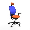 Jorquera sincro malla azul bali naranja brazos 3D base nailon cabecero fijo ruedas 65mm nailon