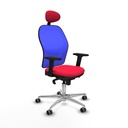 Jorquera sincro malla azul bali rojo brazos 2D base aluminio cabecero fijo ruedas 65mm engomada