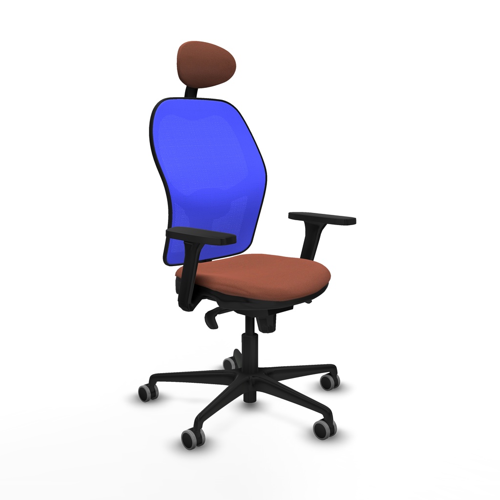 Jorquera sincro malla azul bali marrón brazos 3D base nailon cabecero fijo ruedas 65mm engomada