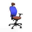 Jorquera sincro malla azul bali marrón brazos 3D base nailon cabecero fijo ruedas 65mm nailon