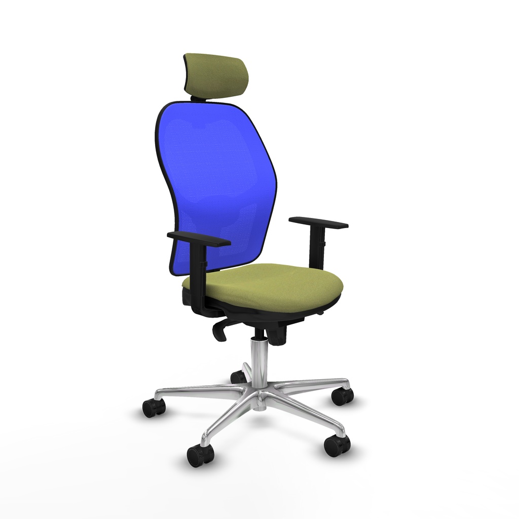 Jorquera sincro malla azul bali verde oliva brazos 1D base aluminio cabecero 2D ruedas 65mm nailon