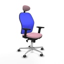 Jorquera sincro malla azul bali rosa brazos 2D base aluminio cabecero fijo ruedas 65mm engomada