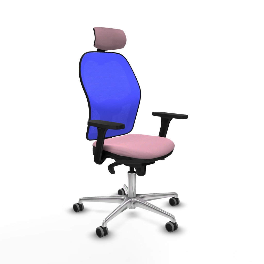 Jorquera sincro malla azul bali rosa brazos 3D base aluminio cabecero 2D ruedas 65mm engomada