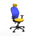 Jorquera sincro malla azul similpiel amarillo brazos 1D base nailon cabecero 2D ruedas 65mm nailon