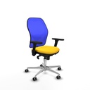 Jorquera sincro malla azul similpiel amarillo brazos 3D base aluminio  ruedas 65mm engomada