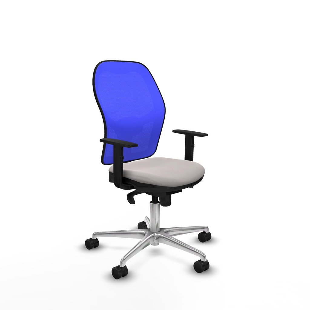 Jorquera sincro malla azul similpiel blanco brazos 1D base aluminio  ruedas 65mm nailon