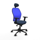 Jorquera sincro malla azul similpiel azul marino brazos 2D base nailon cabecero fijo ruedas 65mm nailon