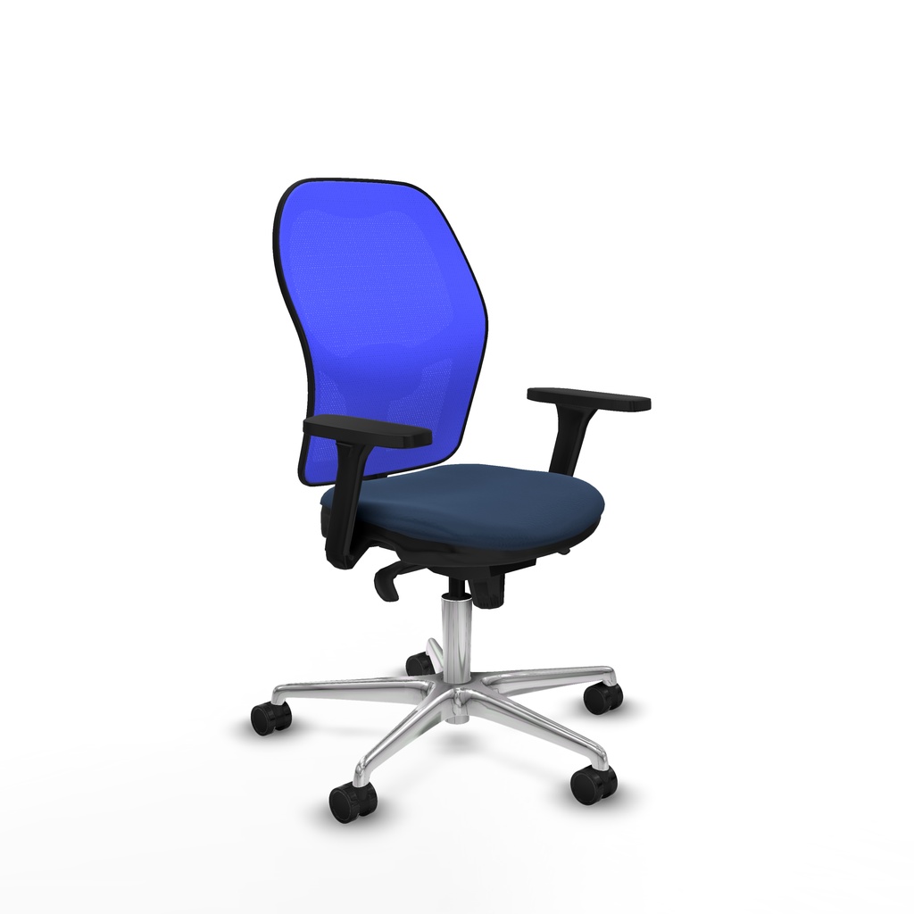 [15S4M1S200B3D086N0] Jorquera sincro malla azul similpiel azul marino brazos 3D base aluminio  ruedas 65mm nailon