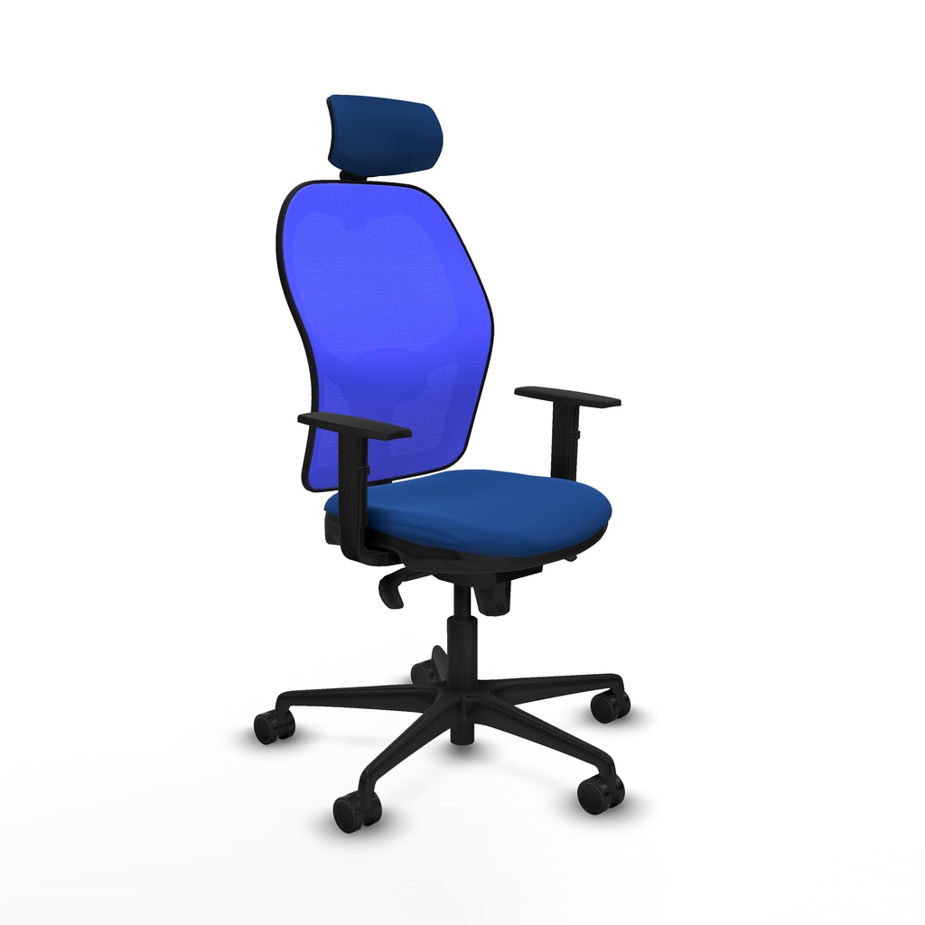 Jorquera sincro malla azul similpiel azul brazos 1D base nailon cabecero 2D ruedas 65mm nailon