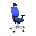 Jorquera sincro malla azul similpiel azul brazos 2D base aluminio cabecero fijo ruedas 65mm nailon