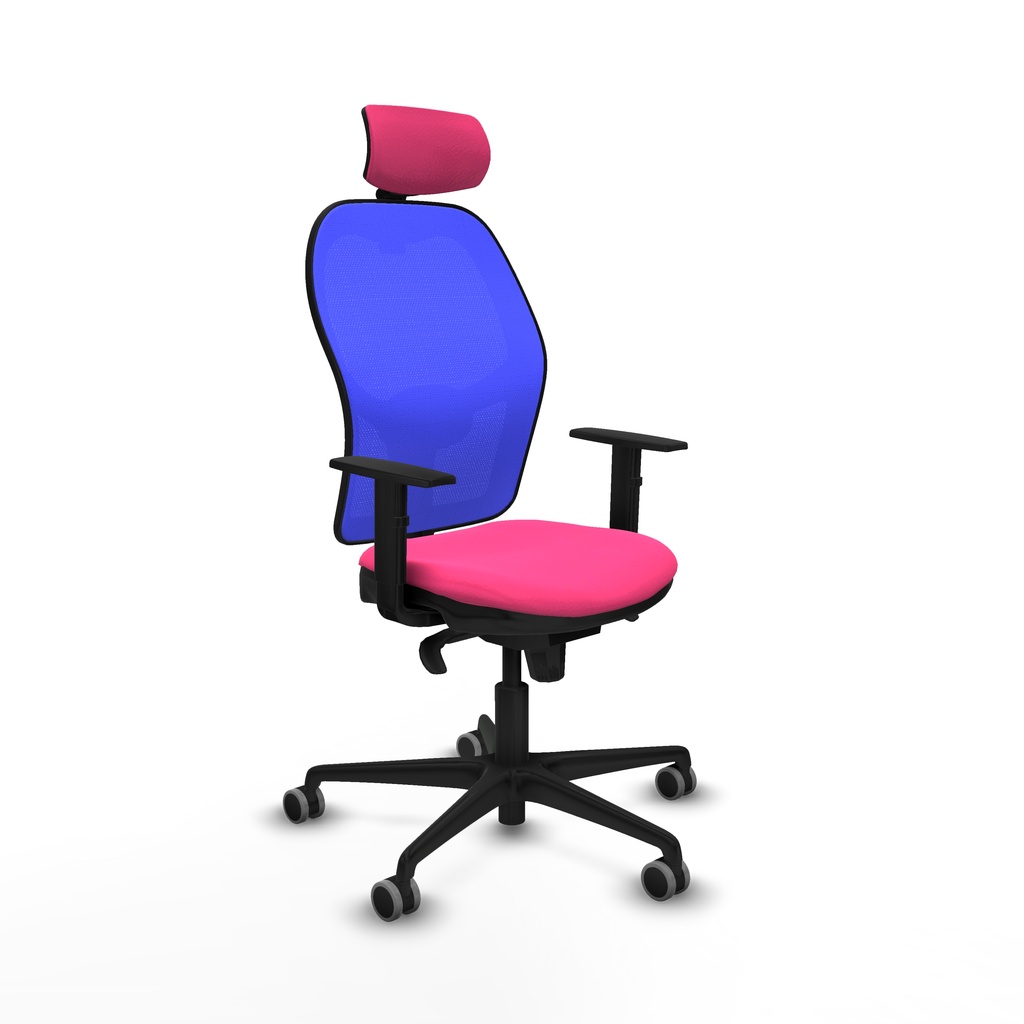 Jorquera sincro malla azul similpiel rosa brazos 1D base nailon cabecero 2D ruedas 65mm engomada