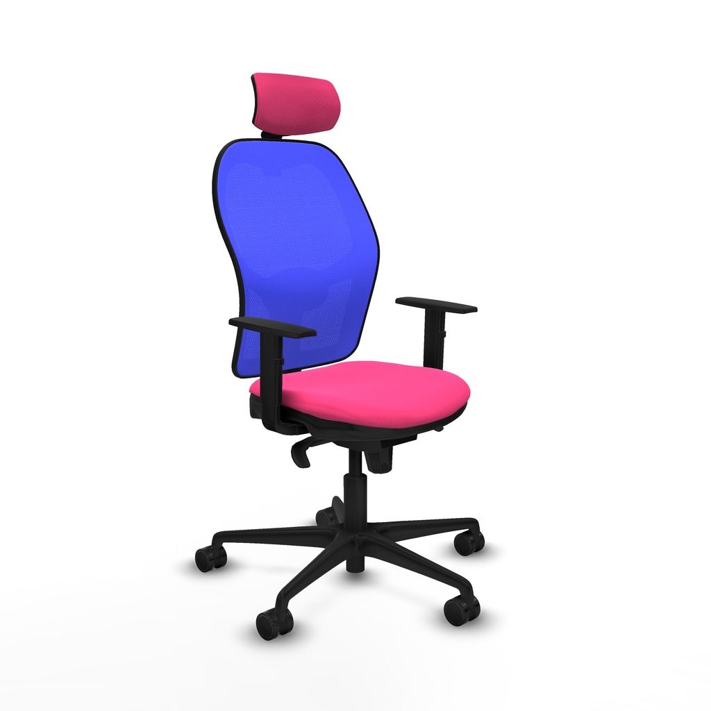 Jorquera sincro malla azul similpiel rosa brazos 1D base nailon cabecero 2D ruedas 65mm nailon