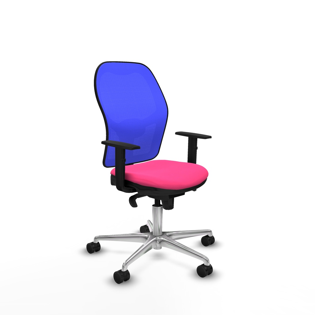 Jorquera sincro malla azul similpiel rosa brazos 1D base aluminio  ruedas 65mm nailon