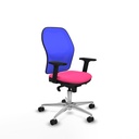 Jorquera sincro malla azul similpiel rosa brazos 2D base aluminio  ruedas 65mm nailon