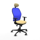 Jorquera sincro malla azul similpiel crema brazos 1D base nailon cabecero fijo ruedas 65mm engomada