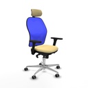 Jorquera sincro malla azul similpiel crema brazos 3D base aluminio cabecero 2D ruedas 65mm engomada