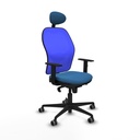 Jorquera sincro malla azul similpiel azul claro brazos 1D base nailon cabecero fijo ruedas 65mm engomada