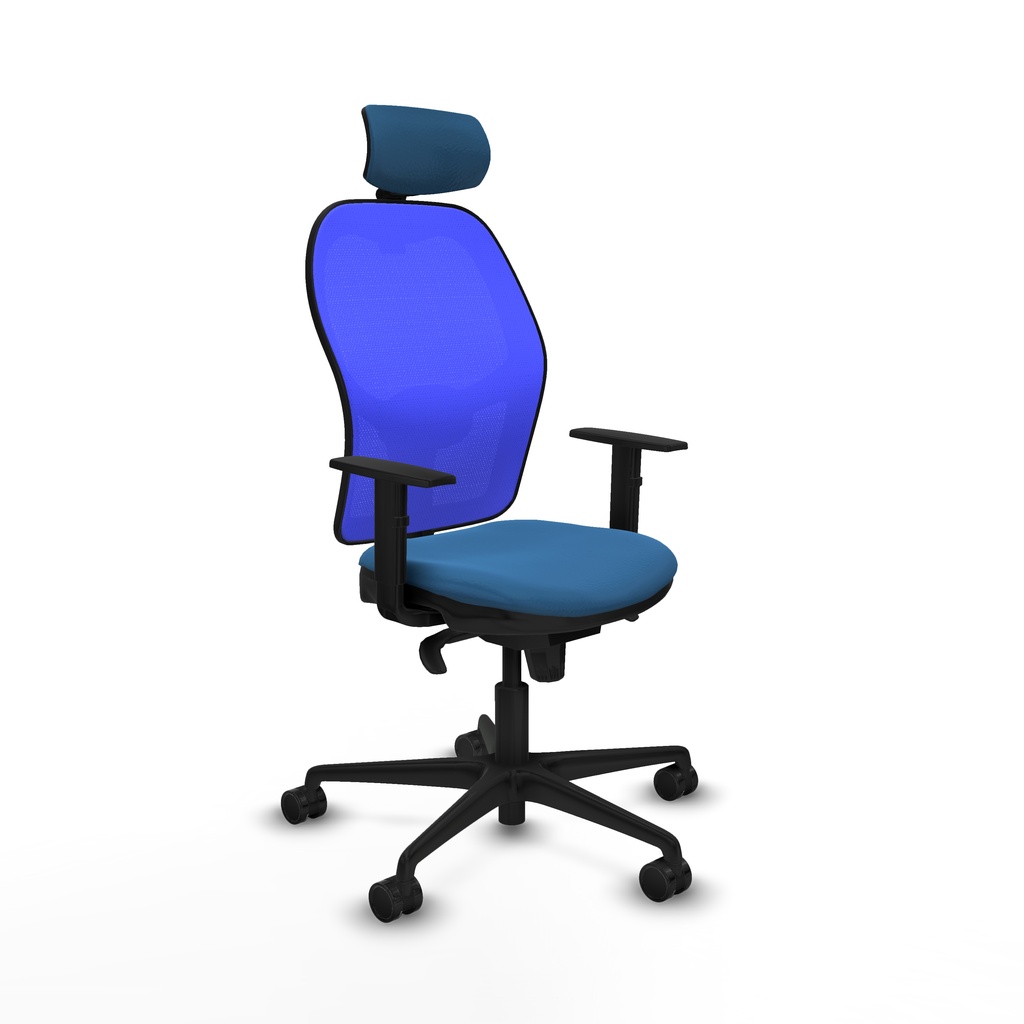 Jorquera sincro malla azul similpiel azul claro brazos 1D base nailon cabecero 2D ruedas 65mm nailon