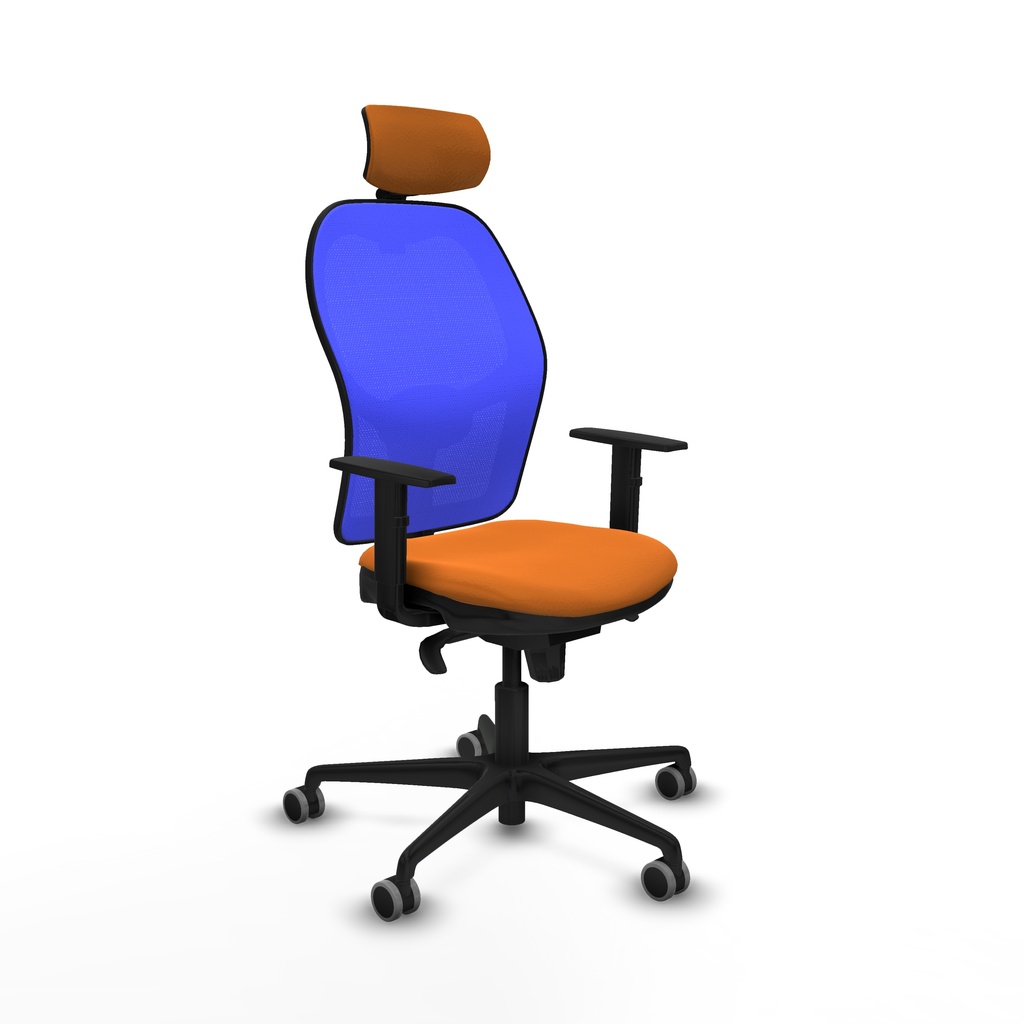Jorquera sincro malla azul similpiel naranja brazos 1D base nailon cabecero 2D ruedas 65mm engomada