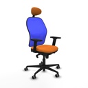Jorquera sincro malla azul similpiel naranja brazos 2D base nailon cabecero fijo ruedas 65mm engomada