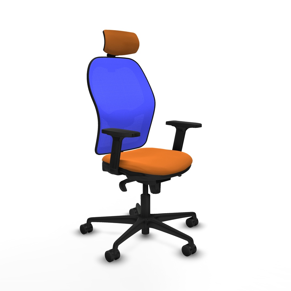 Jorquera sincro malla azul similpiel naranja brazos 2D base nailon cabecero 2D ruedas 65mm nailon