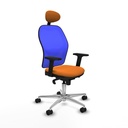 Jorquera sincro malla azul similpiel naranja brazos 2D base aluminio cabecero fijo ruedas 65mm nailon