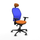 Jorquera sincro malla azul similpiel naranja brazos 3D base nailon cabecero fijo ruedas 65mm engomada
