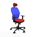 Jorquera sincro malla azul similpiel rojo brazos 1D base nailon cabecero fijo ruedas 65mm nailon