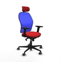 Jorquera sincro malla azul similpiel rojo brazos 2D base nailon cabecero 2D ruedas 65mm engomada