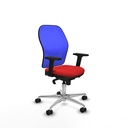 Jorquera sincro malla azul similpiel rojo brazos 2D base aluminio  ruedas 65mm nailon