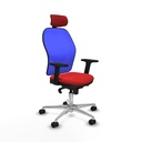Jorquera sincro malla azul similpiel rojo brazos 2D base aluminio cabecero 2D ruedas 65mm nailon
