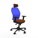 Jorquera sincro malla azul similpiel marrón brazos 2D base nailon cabecero 2D ruedas 65mm nailon