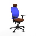 Jorquera sincro malla azul similpiel marrón brazos 3D base nailon cabecero 2D ruedas 65mm engomada